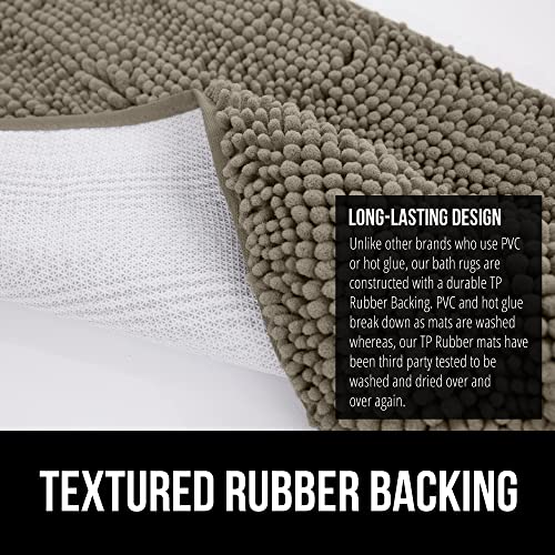 GORILLA GRIP Bath Rug Mat, Thick Soft Absorbent Chenille, Quick Dry Microfiber Mats, Rubber Backing Washable Shower Floor Rugs, Bathmat Runner, US Designed Bathroom Home Decor Accessories 24x17, Latte - Image 5