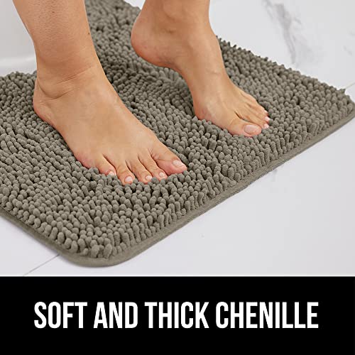 GORILLA GRIP Bath Rug Mat, Thick Soft Absorbent Chenille, Quick Dry Microfiber Mats, Rubber Backing Washable Shower Floor Rugs, Bathmat Runner, US Designed Bathroom Home Decor Accessories 24x17, Latte - Image 3