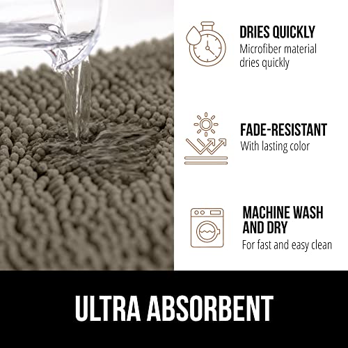 GORILLA GRIP Bath Rug Mat, Thick Soft Absorbent Chenille, Quick Dry Microfiber Mats, Rubber Backing Washable Shower Floor Rugs, Bathmat Runner, US Designed Bathroom Home Decor Accessories 24x17, Latte - Image 4