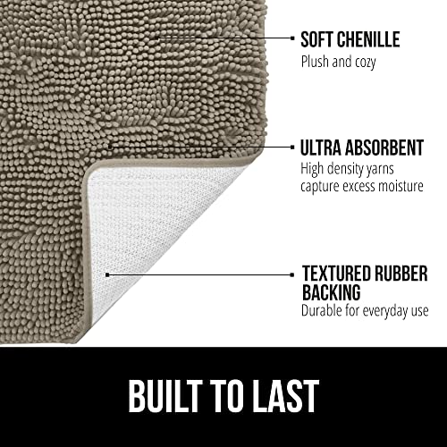 GORILLA GRIP Bath Rug Mat, Thick Soft Absorbent Chenille, Quick Dry Microfiber Mats, Rubber Backing Washable Shower Floor Rugs, Bathmat Runner, US Designed Bathroom Home Decor Accessories 24x17, Latte - Image 2