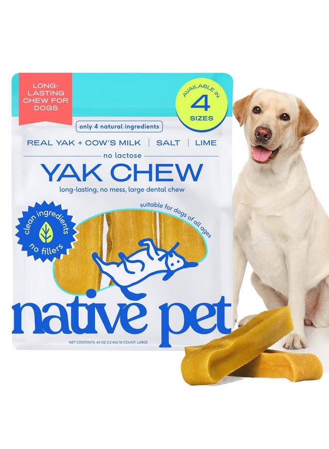 Native Pet Yak Cheese Himalayan Dog Chews - Long Lasting Dental Sticks for Large Breeds - 100% All Natural Himalayan Yak Chews for Large Dogs - Cheese Bone for Aggressive Chewers - 10 Per Pack - Image 1