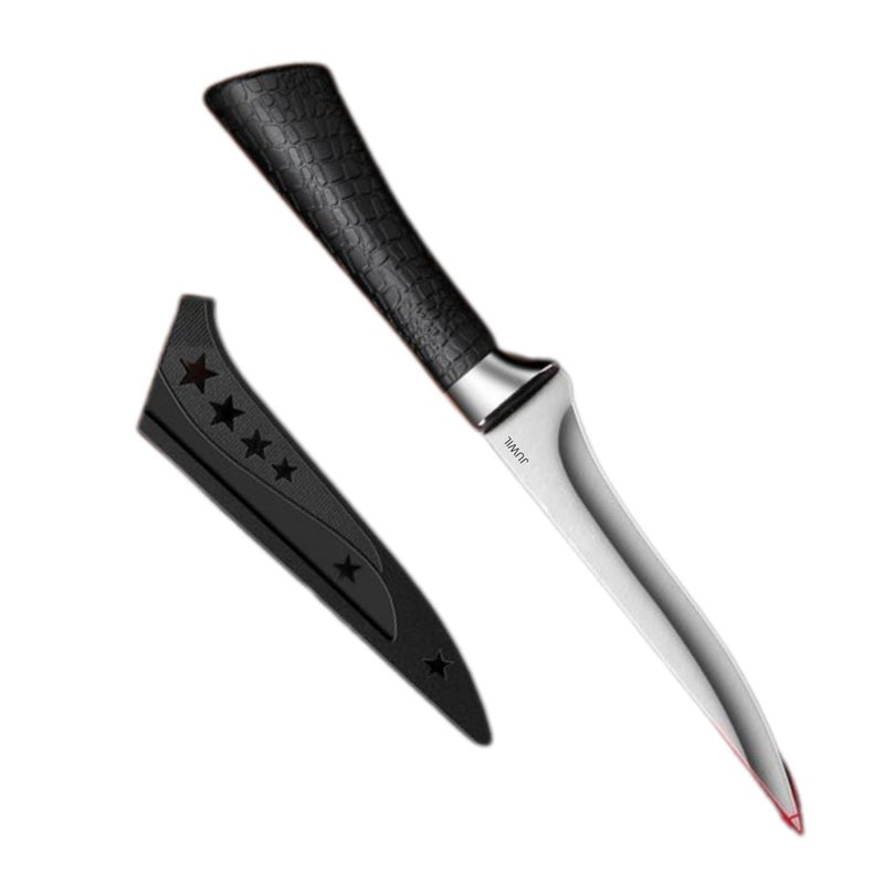 JUWIL سكين مطبخ منحني احترافي مع غلاف تصميم نجمي واقي - شفرة فولاذية مقاومة للصدأ فائقة الحدة للحوم والأسماك - مقبض مريح غير قابل للانزلاق، سكين مطبخ احترافية للطهاة والمنازل - Image 1