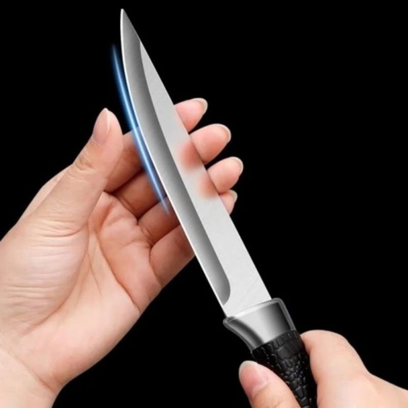 JUWIL سكين مطبخ منحني احترافي مع غلاف تصميم نجمي واقي - شفرة فولاذية مقاومة للصدأ فائقة الحدة للحوم والأسماك - مقبض مريح غير قابل للانزلاق، سكين مطبخ احترافية للطهاة والمنازل - Image 5