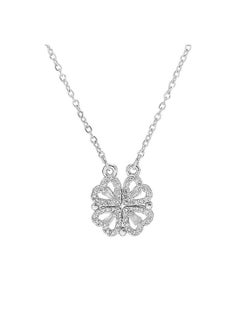 Generic Four Leaf Clover Necklace Magnetic Folding Heart Clavicle Chain Open Collar  - Image 1