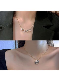 Generic Four Leaf Clover Necklace Magnetic Folding Heart Clavicle Chain Open Collar  - Image 2