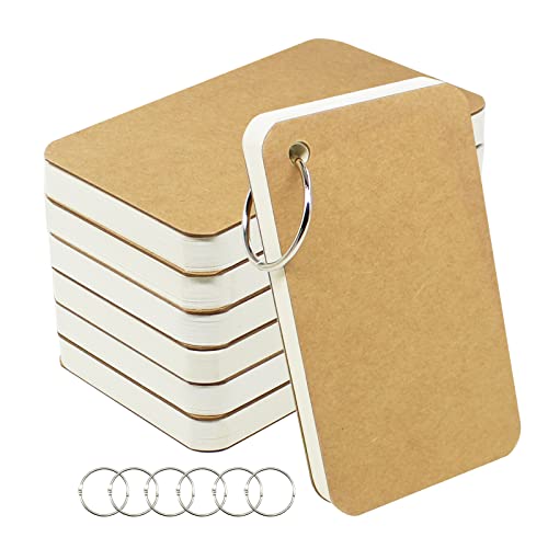 zmybcpack 6 Pack 3x5 Inch Blank Flash Cards with Binder Rings (60 Sheets Each Pack), Blank Easy Flip Index Card Mini Study Cards for Studying - Image 1