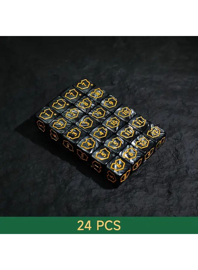 24 قطعة من نرد أسود بنمط سداسي الوجوه D6 مخصص لألعاب بطاقات MTG و TCG، إكسسوارات ألعاب بلاستيكية متينة. - Image 3