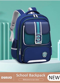 DUNISO Oxford Cloth School Kids Backpack Schoolbags,Multi-layer Waterproof Large Capacity with Reflective Strips Adjustable Shoulder Straps and Bottle Side Pockets ,British Style School Book Bag for Aged 9-11,Perfect Size for School Travel  - Image 1