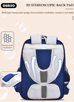 DUNISO Oxford Cloth School Kids Backpack Schoolbags,Multi-layer Waterproof Large Capacity with Reflective Strips Adjustable Shoulder Straps and Bottle Side Pockets ,British Style School Book Bag for Aged 9-11,Perfect Size for School Travel  - Image 5