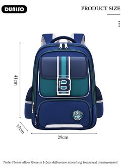 DUNISO Oxford Cloth School Kids Backpack Schoolbags,Multi-layer Waterproof Large Capacity with Reflective Strips Adjustable Shoulder Straps and Bottle Side Pockets ,British Style School Book Bag for Aged 9-11,Perfect Size for School Travel  - Image 4