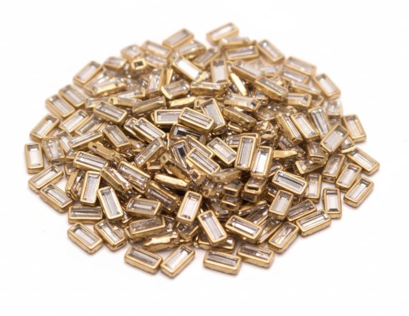 WOWTAG Kundan Stones | Rectangle Shape, 4 x 7 MM, 50 Grams | Jewelry & Dress Decoration Stones for Craft, Saree, Blouse, Lehenga, DIY Art & Aari Work - Image 1