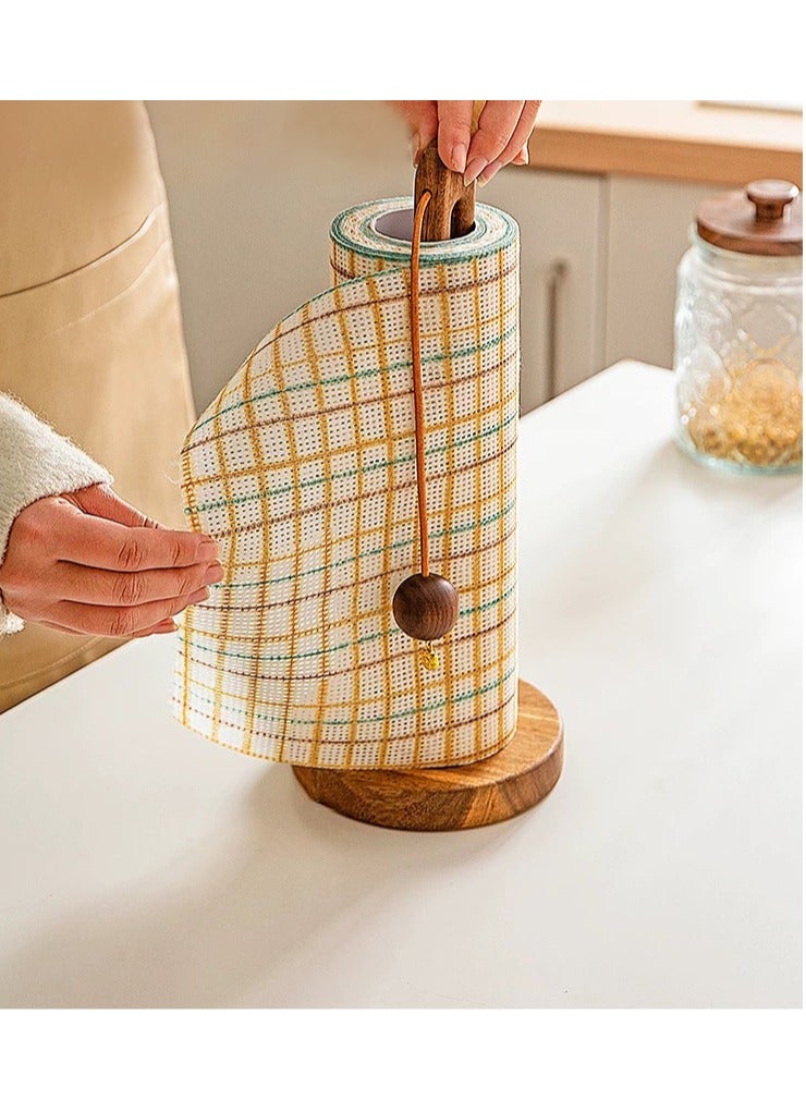 آي هوم شوب حامل مناشف ورقية خشبي قائم للمطبخ - منظم ورق كرتوني فاخر بقاعدة سميكة وقضيب ممتد - مثالي لطاولة المطبخ وطاولة الحمام والمزيد - يحمل لفائف المطبخ والفيلم البلاستيكي والرقائق المعدنية - Image 4