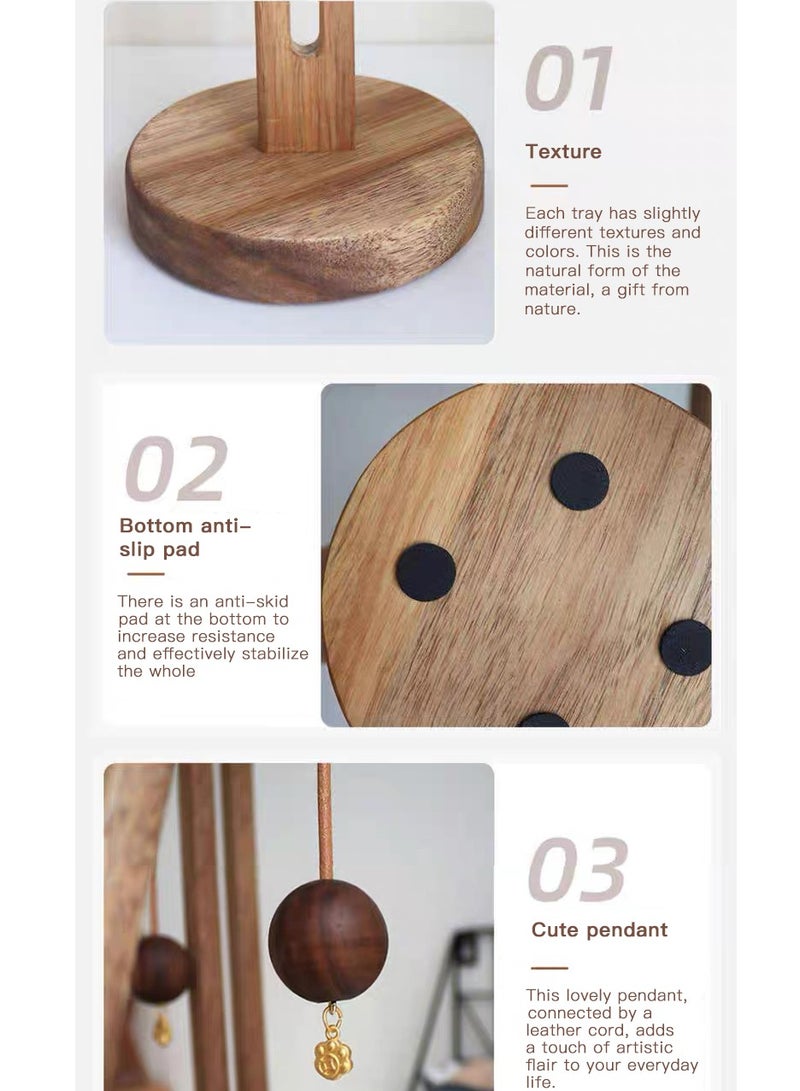 آي هوم شوب حامل مناشف ورقية خشبي قائم للمطبخ - منظم ورق كرتوني فاخر بقاعدة سميكة وقضيب ممتد - مثالي لطاولة المطبخ وطاولة الحمام والمزيد - يحمل لفائف المطبخ والفيلم البلاستيكي والرقائق المعدنية - Image 5