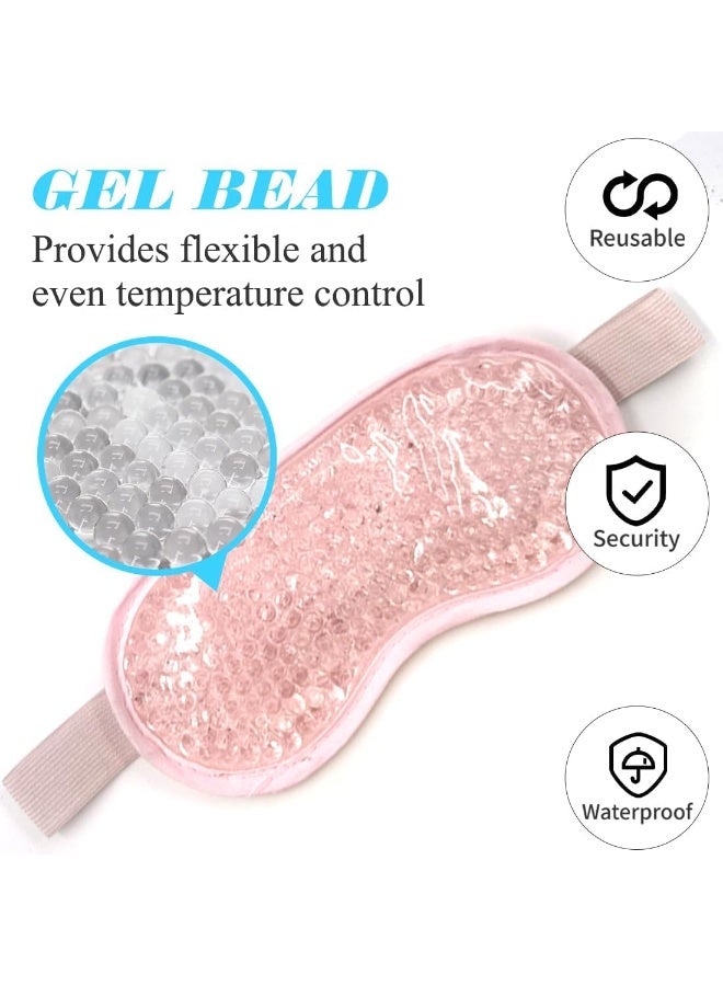 قناع جل للعين، قناع عيون بارد قابل لاعادة الاستخدام لعلاج إجهاد العين وتورم العين واحمرار العين المنتفخة والهالات السوداء والخطوط الدقيقة الناعمة وجراحة استعادة العين (بينك) - Image 1