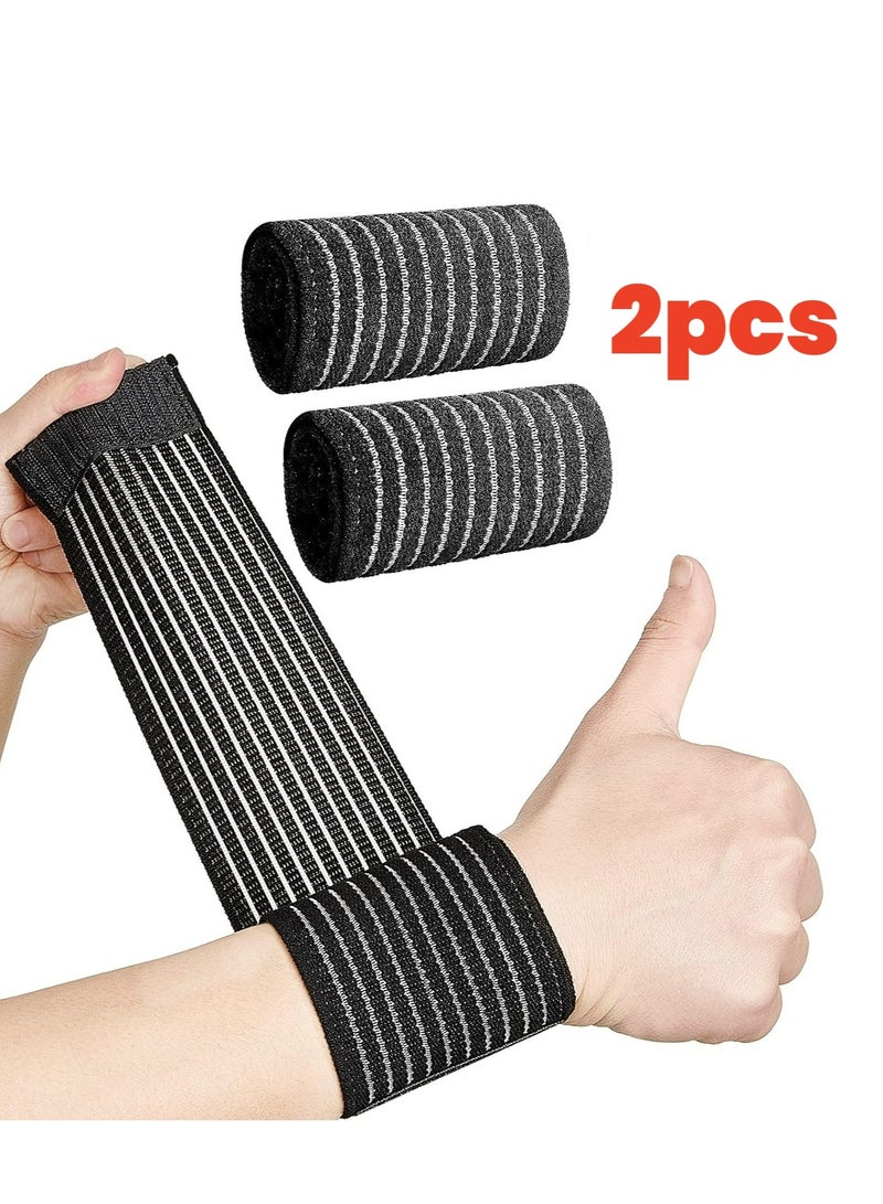 Generic 2 Pieces Carpal Tunnel Wrist Brace, Wrist Compression Strap, Hand Brace Wraps for Adult Working Out, Adjustable Wrist Strap, Breathable Wristband for Weightlifting, Tennis, and Fitness, Black - Image 1