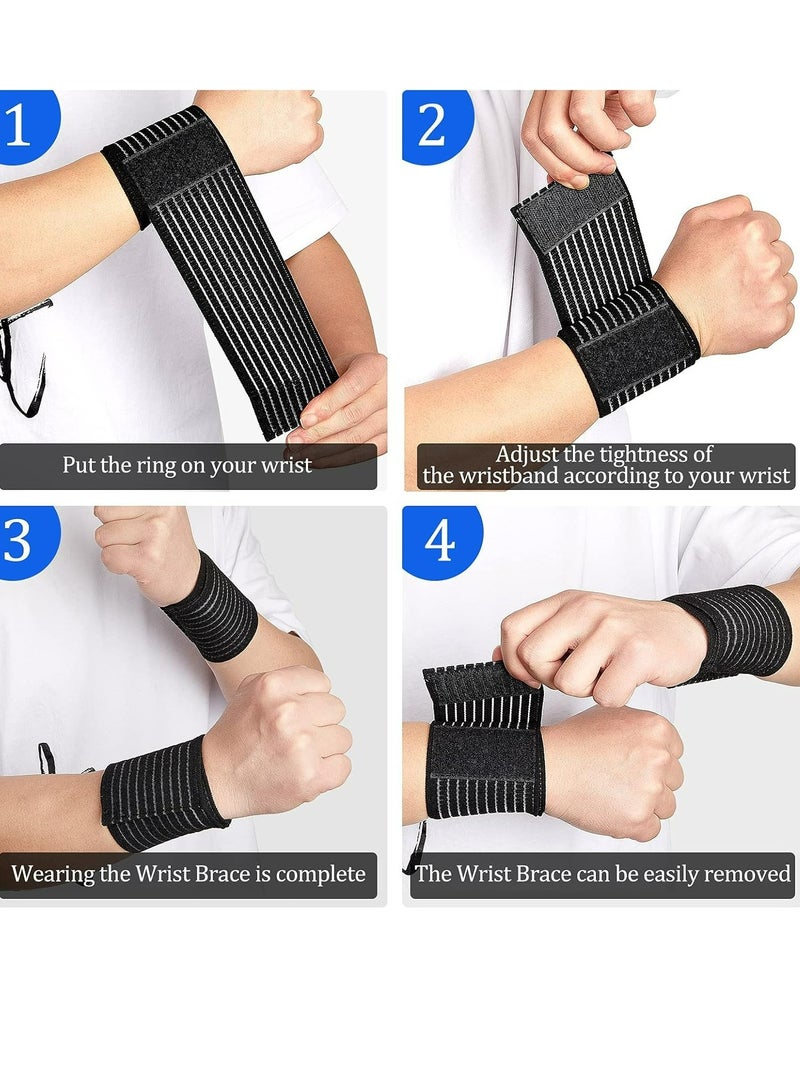 Generic 2 Pieces Carpal Tunnel Wrist Brace, Wrist Compression Strap, Hand Brace Wraps for Adult Working Out, Adjustable Wrist Strap, Breathable Wristband for Weightlifting, Tennis, and Fitness, Black - Image 2