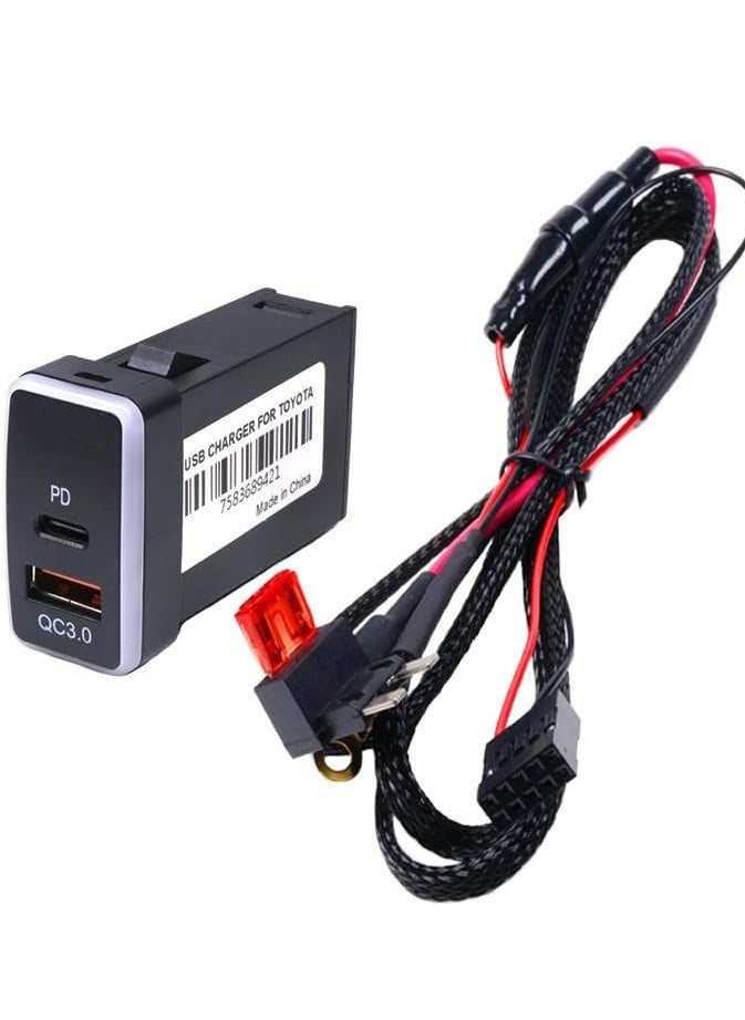 ماركة غير محددة - محول شحن سريع USB مع Type-C وType-A PD QC3.0 لسيارة Toyota FJ Cruiser 2008-2024 - Image 1