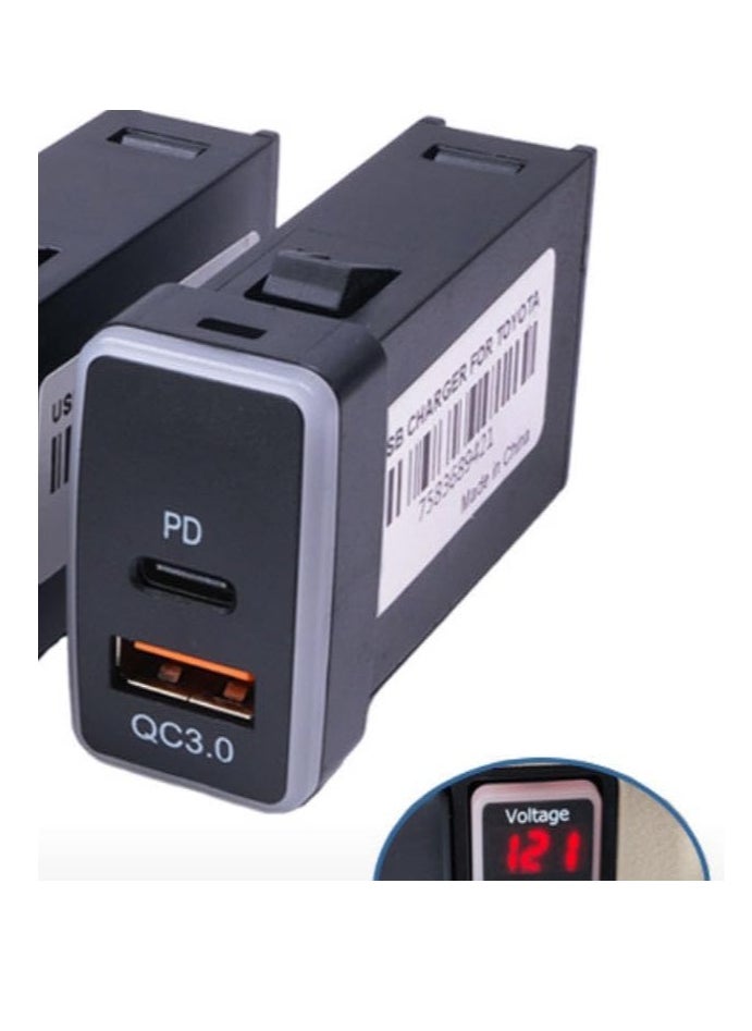 ماركة غير محددة - محول شحن سريع USB مع Type-C وType-A PD QC3.0 لسيارة Toyota FJ Cruiser 2008-2024 - Image 1