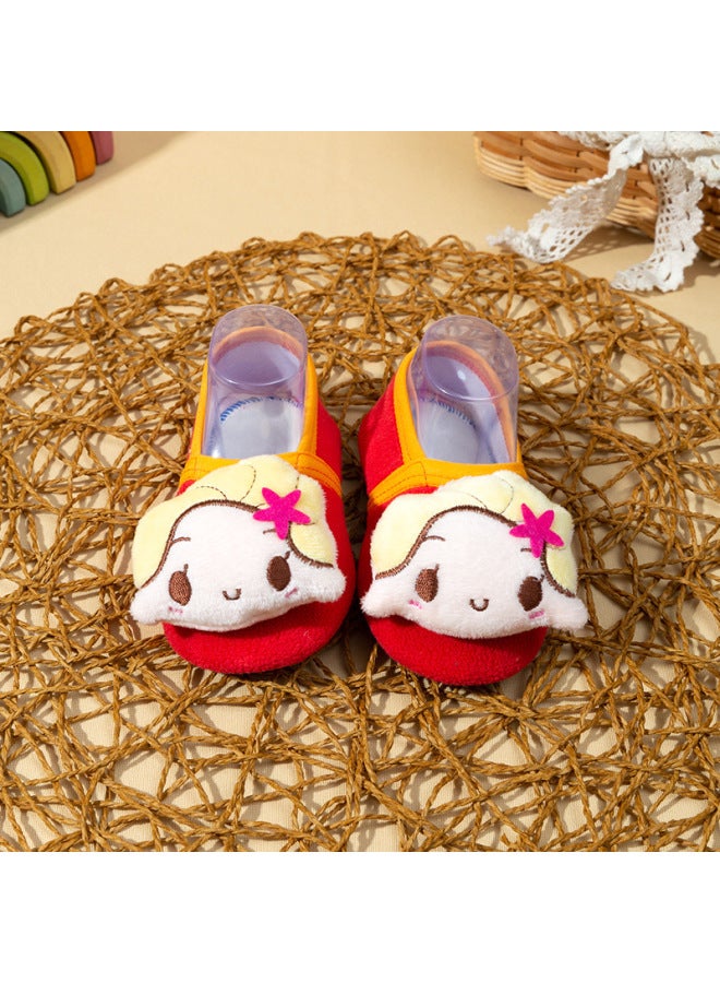 Autumn And Winter Cartoon Baby Socks, Warm Oril Velvet Baby Walking Socks, Non-slip Floor Socks, Thickened Baby Walking Shoes
