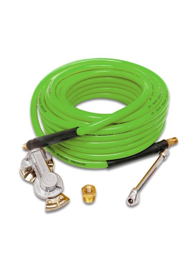 Torque Heavy Duty Truck Tire Inflator Kit, Including 3/8" x 50 ft Hybrid Air Hose, Universal Glad Hand & Dual Foot Chuck, Glad Hand Air Hose Kit, 300 PSI (TR63051G) - Image 1