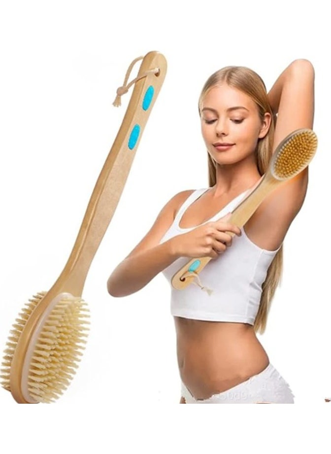 MMG - Long Handle Dual Side Dry and Bath Body Brush, Reduce Cellulite, Dry Brush for Cellulite and Lymphatic Drainage, Exfoliating Brush, Shower Brush Body Scrubber - Image 1