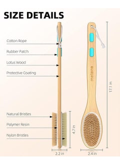 MMG Long Handle Dual Side Dry and Bath Body Brush, Reduce Cellulite, Dry Brush for Cellulite and Lymphatic Drainage, Exfoliating Brush, Shower Brush Body Scrubber  - Image 2