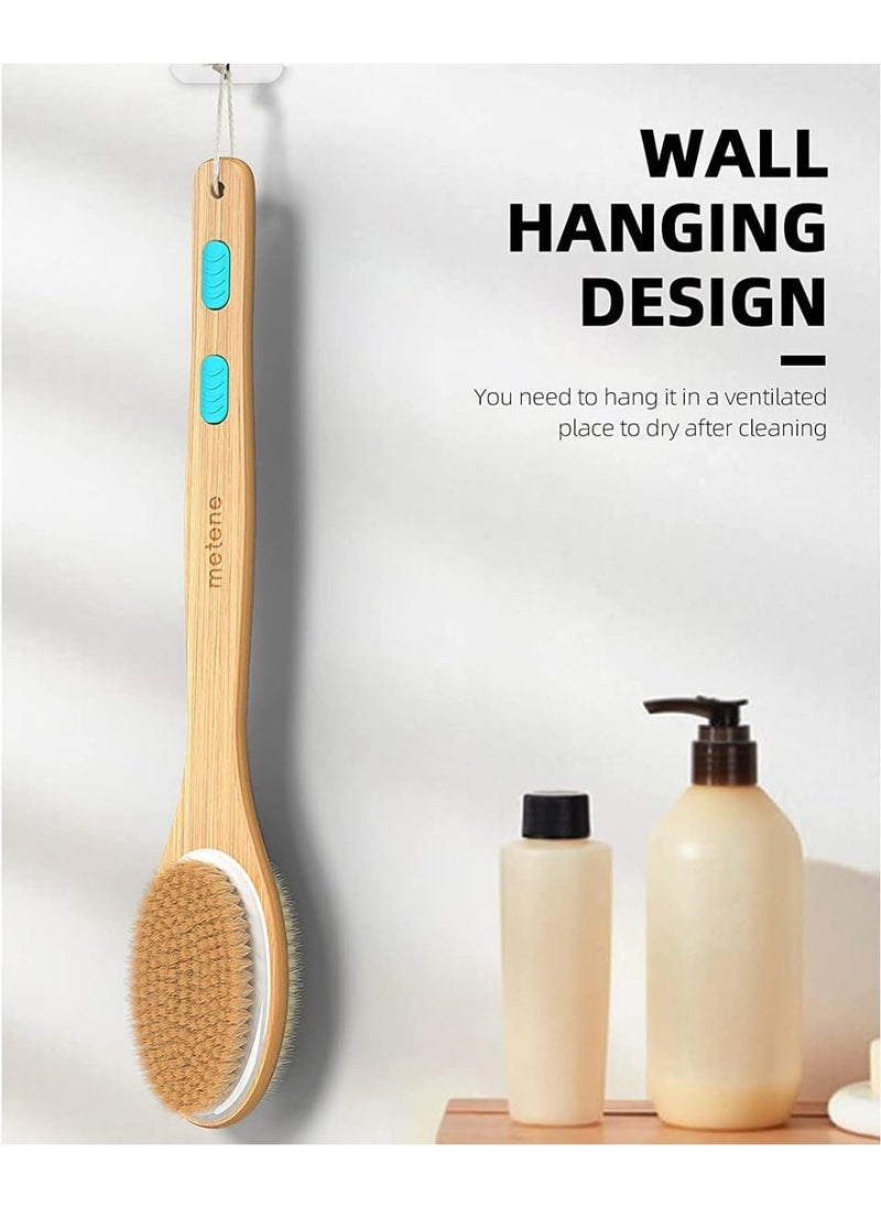 MMG - Long Handle Dual Side Dry and Bath Body Brush, Reduce Cellulite, Dry Brush for Cellulite and Lymphatic Drainage, Exfoliating Brush, Shower Brush Body Scrubber - Image 1