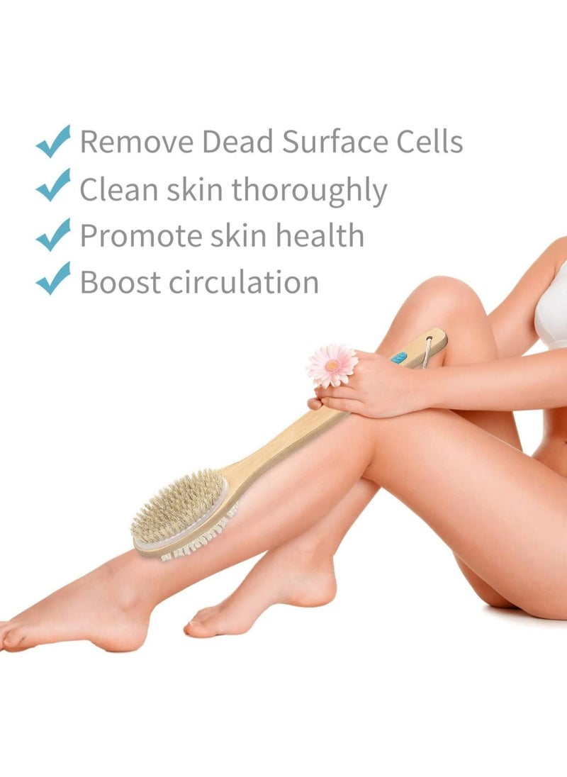 MMG Long Handle Dual Side Dry and Bath Body Brush, Reduce Cellulite, Dry Brush for Cellulite and Lymphatic Drainage, Exfoliating Brush, Shower Brush Body Scrubber  - Image 4