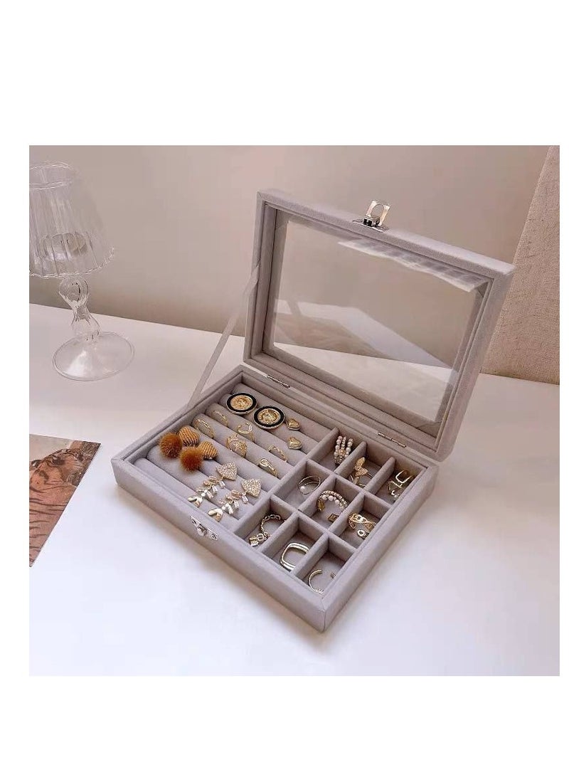 Velvet Jewelry Organizer – Perfect for Neatly Storing Necklaces, Rings, and More Gray Color W  - Image 1