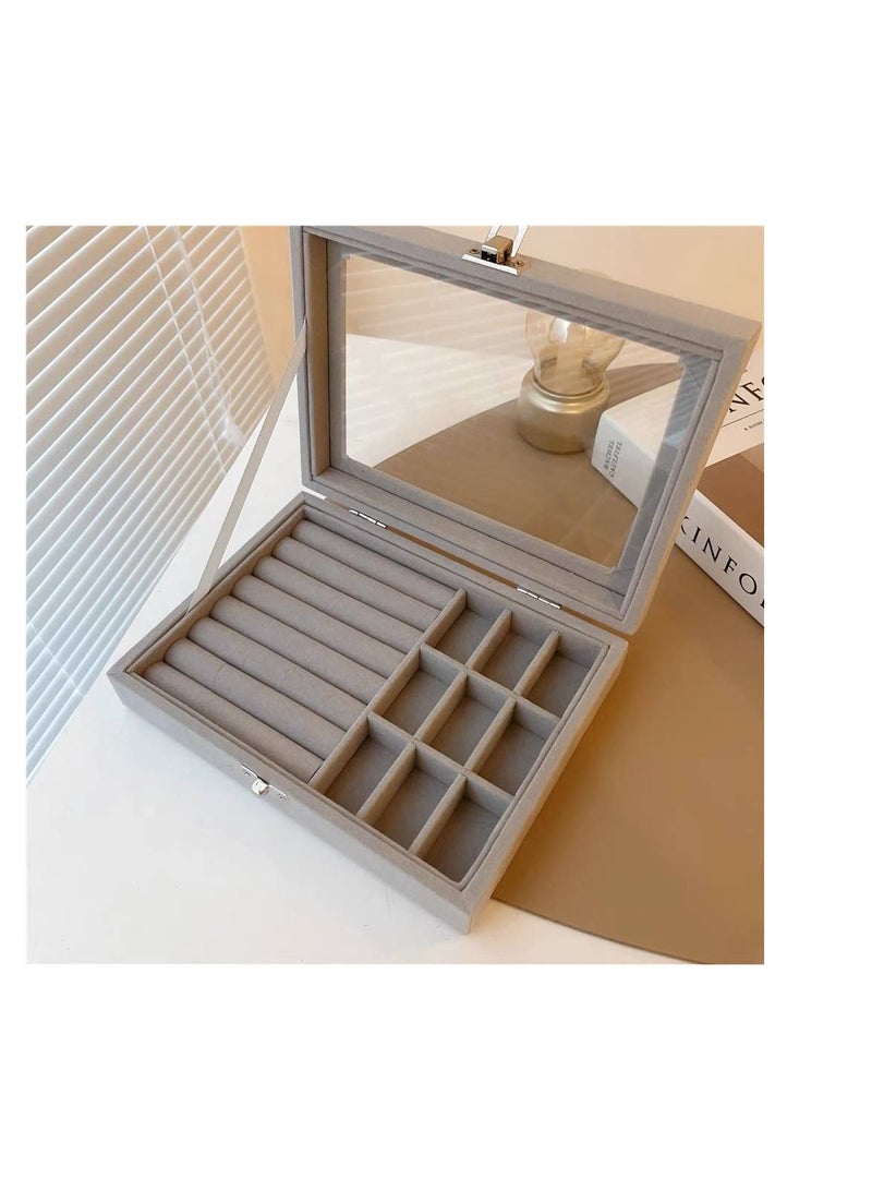 Velvet Jewelry Organizer – Perfect for Neatly Storing Necklaces, Rings, and More Gray Color W  - Image 3