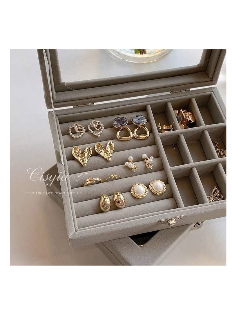 Velvet Jewelry Organizer – Perfect for Neatly Storing Necklaces, Rings, and More Gray Color W  - Image 4