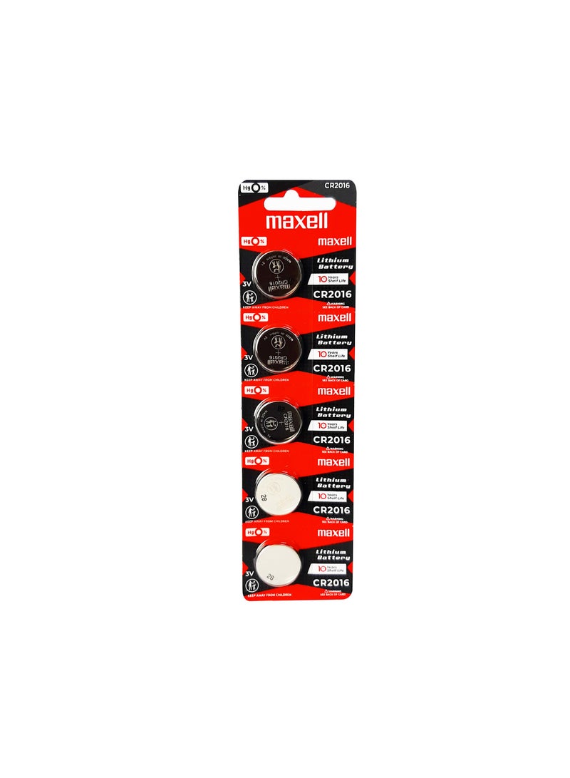 ماكسل مجموعة من 5 بطاريات ليثيوم كوين، 3 فولت، CR2016 - Image 2