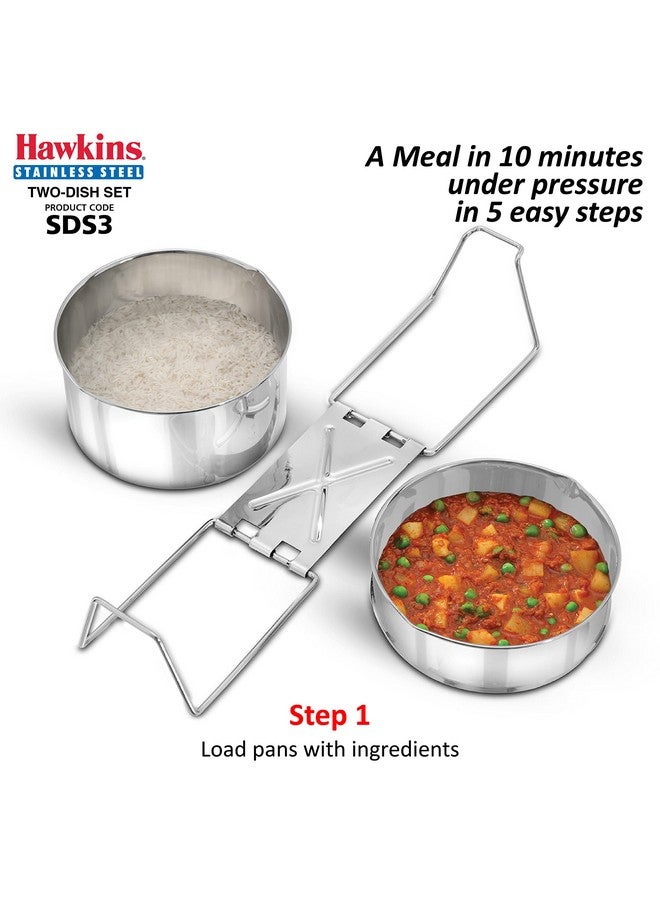 Hawkins Two-Dish Stainless Steel Set, Cooker Separator, Pressure Cooker Pots, Silver (Sds3), 1.275 Liters - Image 4