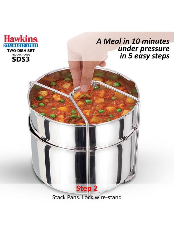 Hawkins Two-Dish Stainless Steel Set, Cooker Separator, Pressure Cooker Pots, Silver (Sds3), 1.275 Liters - Image 5