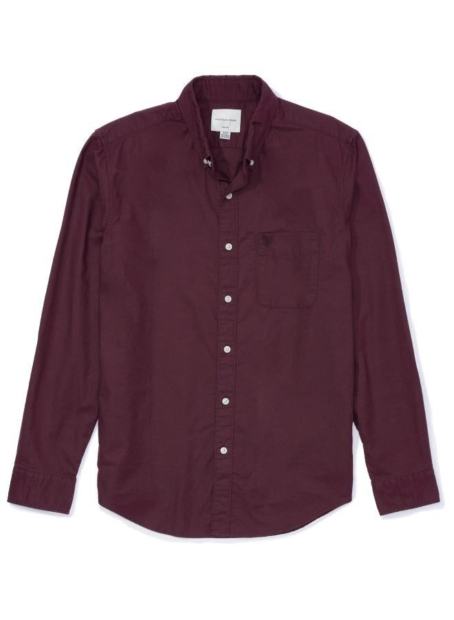 American Eagle قميص أكسفورد مرن بقصة ضيقة من AE - Image 3