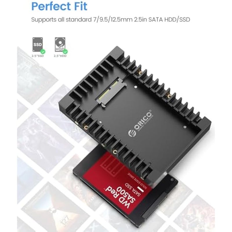 اوريكو محول القرص الصلب 2.5 الى 3.5 هارد ديسك SSD صينية حامل حامل ل 7/9.5/12.5 ملم 2.5 انش HDD/SSD مع واجهة ساتا III - Image 3