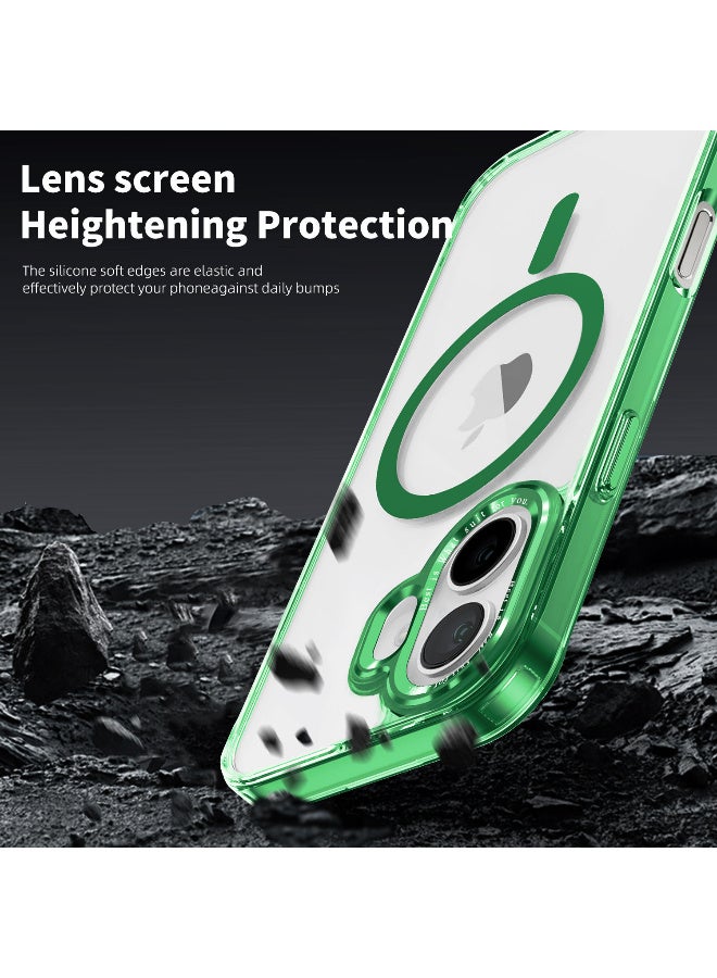 X-level Magnetic Case for iPhone 17 6.3-Inch Compatible with MagSafe, Shockproof Phone Bumper Cover, Anti-Scratch Clear Green Back (Clear Green) - Image 2