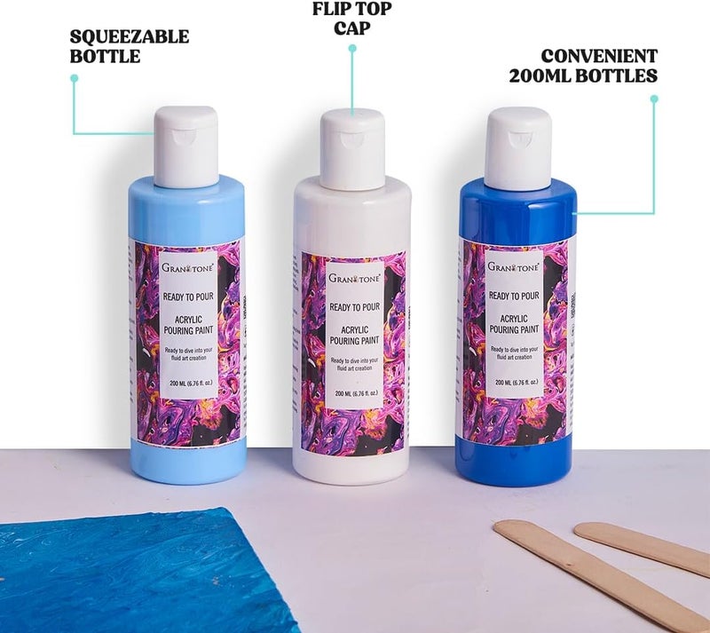 GRANOTONE Premium Acrylic Pouring Paint ReadytoUse Superior HighFlow Formula Ideal for Canvas Wood Paper Craft  Fluid Art Project 200 ml ULTRAMARINE BLUE - Image 4