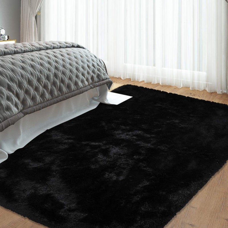 CAROMIO Shag Fluffy Area Rug Modern Indoor Plush 8' x 10' Extra Soft and Comfy Shaggy Carpet for Bedroom Living Room Girls Kids Nursery, Black - Image 2