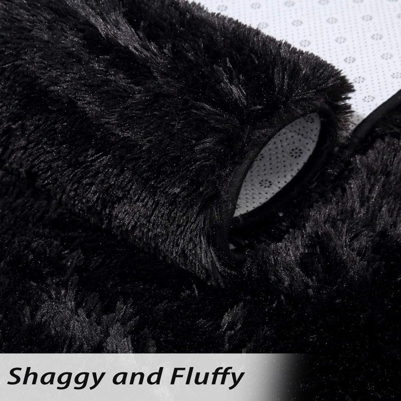 CAROMIO Shag Fluffy Area Rug Modern Indoor Plush 8' x 10' Extra Soft and Comfy Shaggy Carpet for Bedroom Living Room Girls Kids Nursery, Black - Image 5