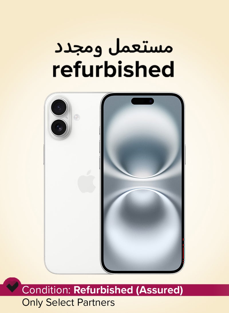 ابل  مجدد - آيفون 16 128 جيجابايت أبيض 5G مع فيس تايم - النسخة الدولية - Image 1