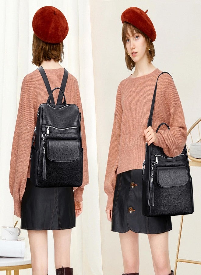ALTOSY Genuine Leather Backpack Purse for Women Large Convertible Shoulder bag Ladies Crossdody Bag with Tassel - Image 3