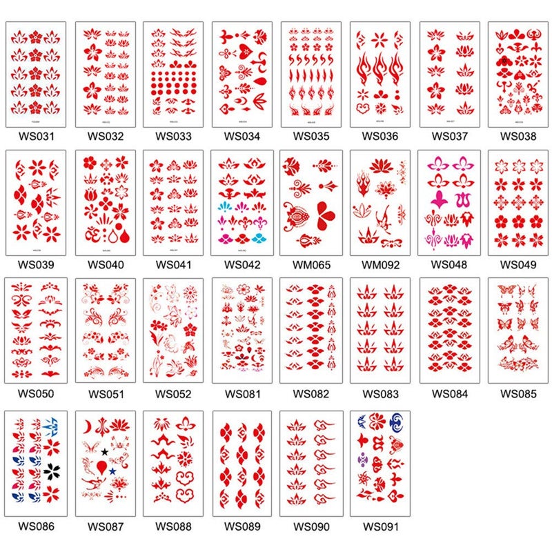 Lurrose Temporary Forehead Tattoo Stickers Chinese Style Decorative Stickers 30 Sheets