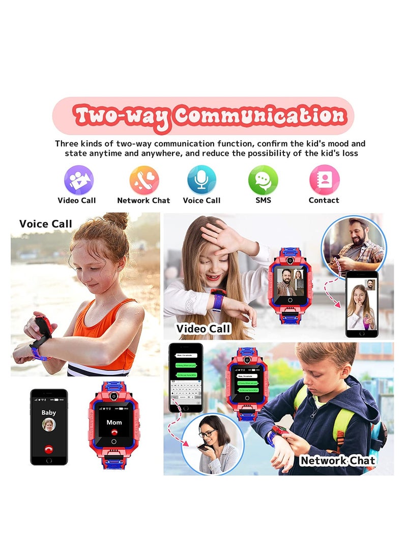 Smart Watch for Kids, 4G Liftable Waterproof Safe Smartwatch Phone with 360° Rotatable GPS Tracker Calling SOS Camera WiFi for Kids Children Students Ages 3-12 Birthday Gifts (Red) - Image 3