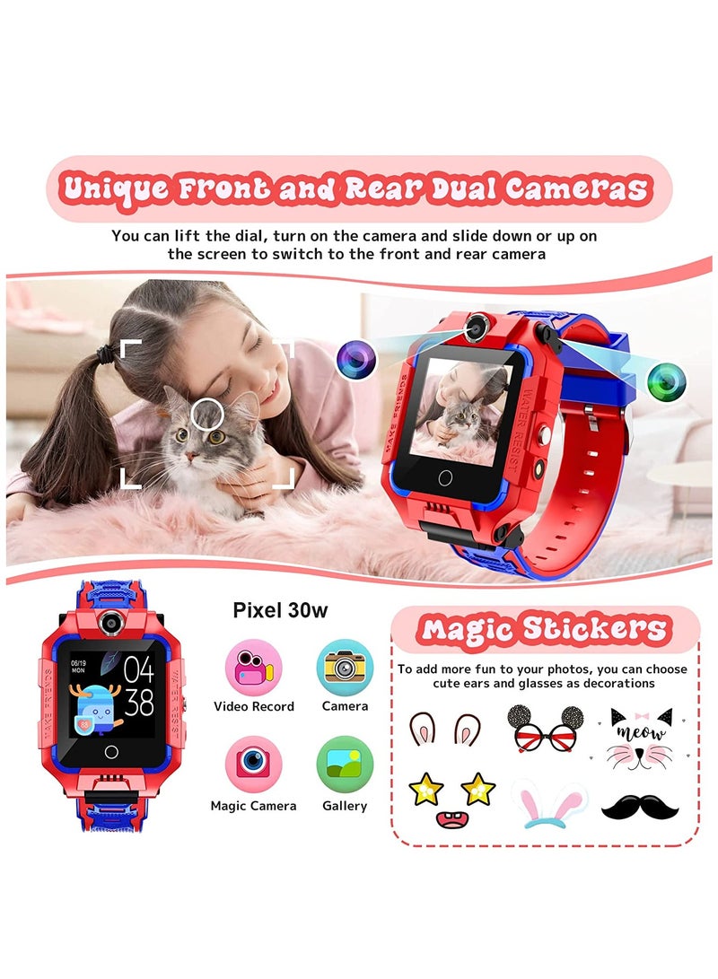 Smart Watch for Kids, 4G Liftable Waterproof Safe Smartwatch Phone with 360° Rotatable GPS Tracker Calling SOS Camera WiFi for Kids Children Students Ages 3-12 Birthday Gifts (Red) - Image 4