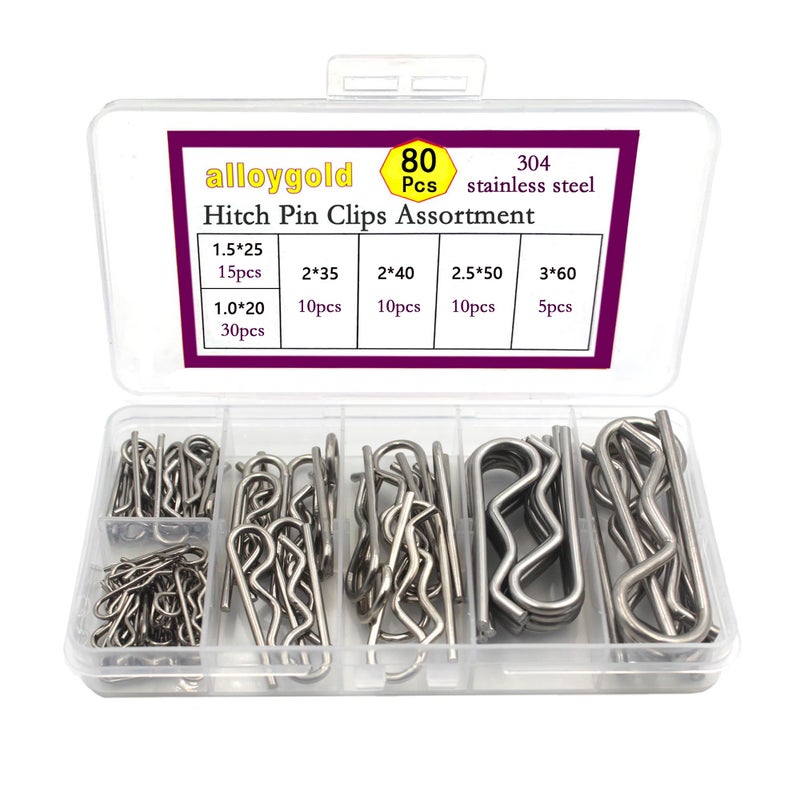 Alloygold 80 Pcs 6 Sizes Stainless Steel Hitch Pin Clip Kit for Hitch Pin Lock System Trucks Engine Repair - Image 3