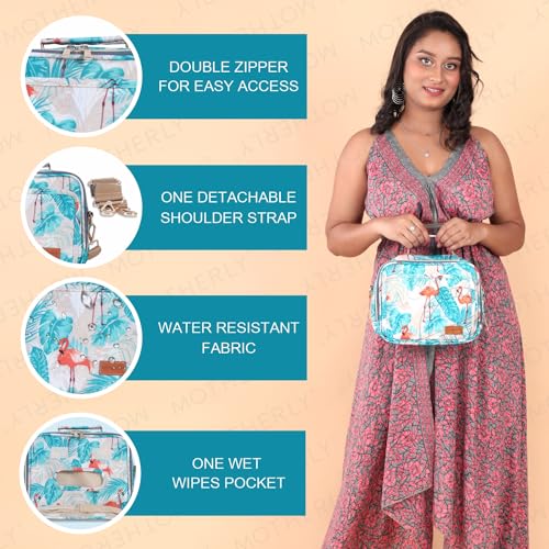 Motherly Mini Magic Diaper Bag for Mothers for Travel Small Maternity Handbag for Newborn Baby Mothers Travelling Bag Multiple Pockets Water Resistant Baby Bag I Hospital Bag for Moms (Flamingo) - Image 3