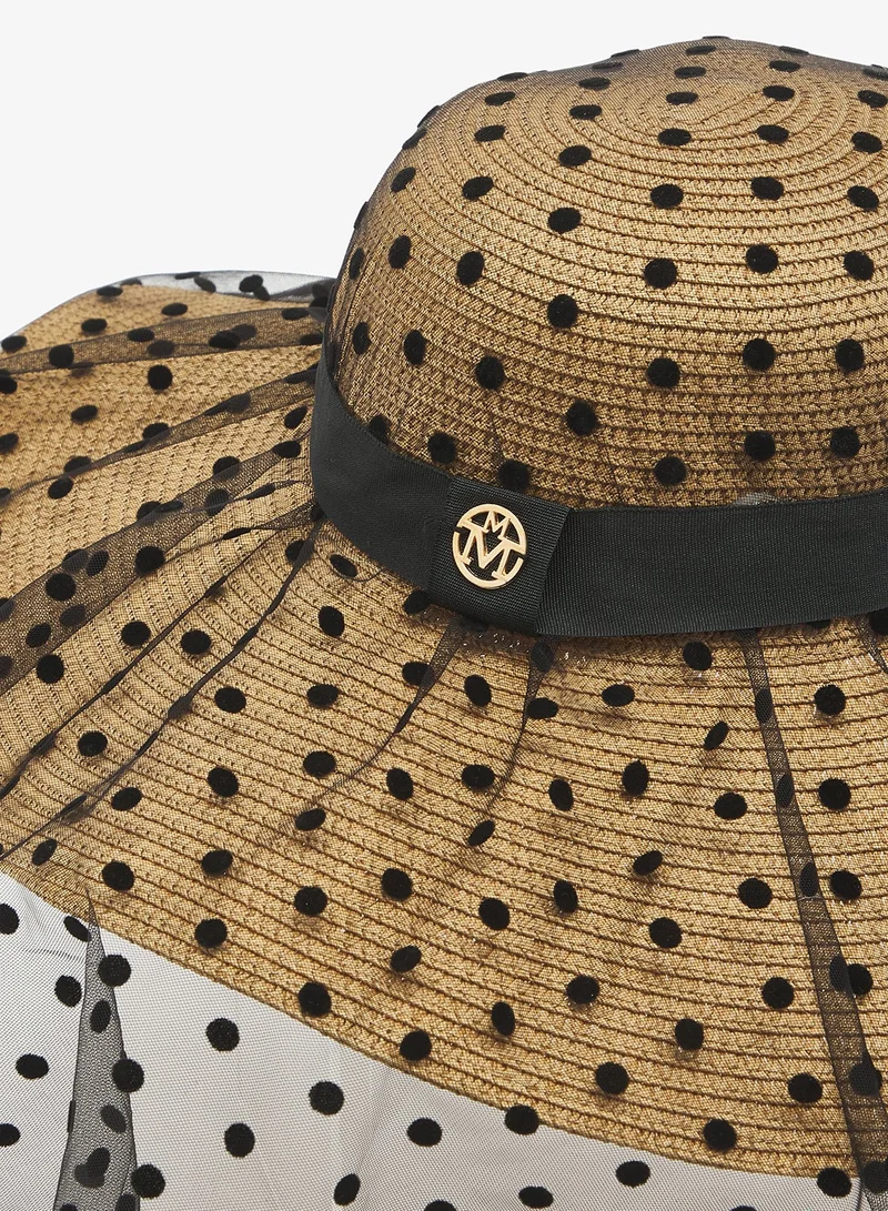 Ginger Black Polka Dot Net Detail Sun Hat for Women | Best Price UAE