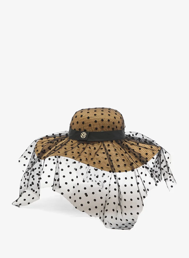 Ginger Polka Dot Net Detail Sun Hat