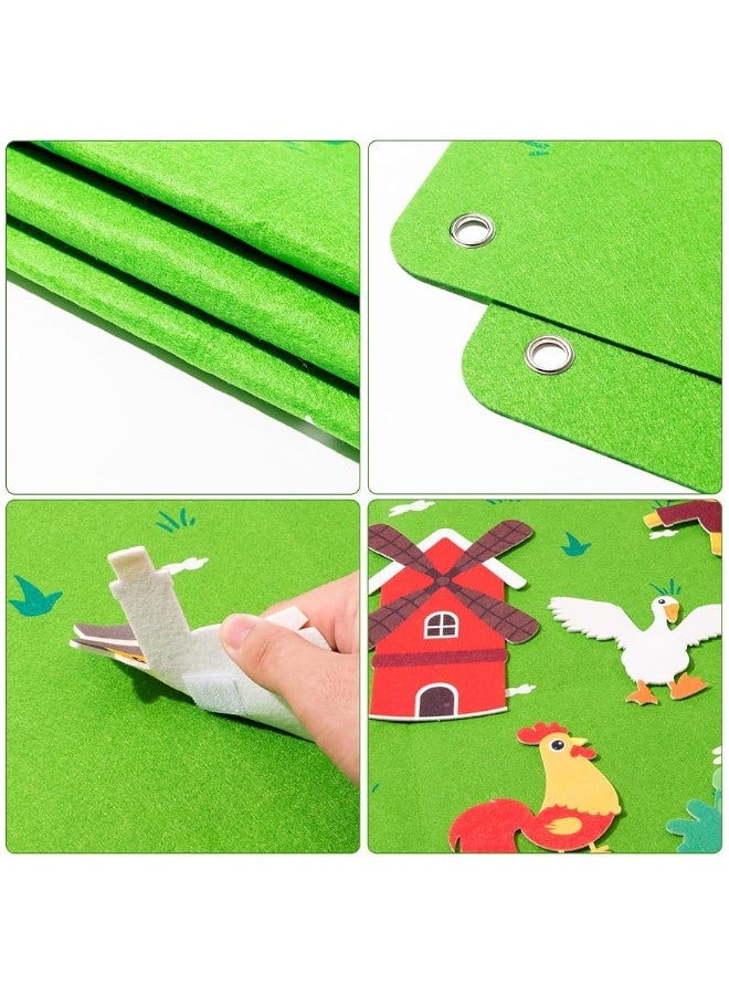 WATINC Farm Animals Felt Story Board Set 3.5Ft 38Pcs Preschool Farmhouse Themed Storytelling Flannel Barnyard Domestic Livestock Early Learning Interactive Play Kit Wall Hanging Gift for Toddlers Kids - Image 5